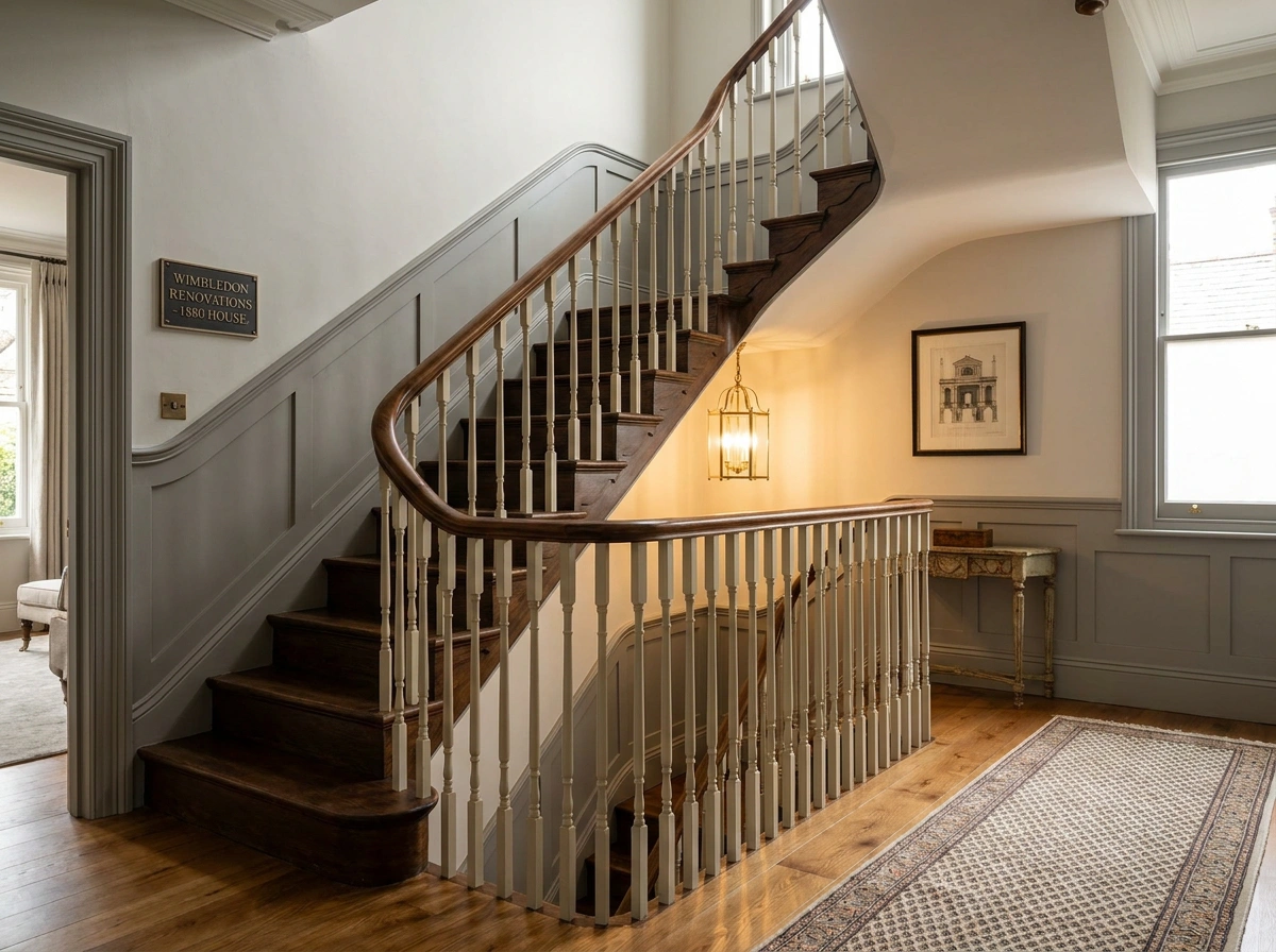 Stairs remodeling as part of a full house renovation in Wimbledon